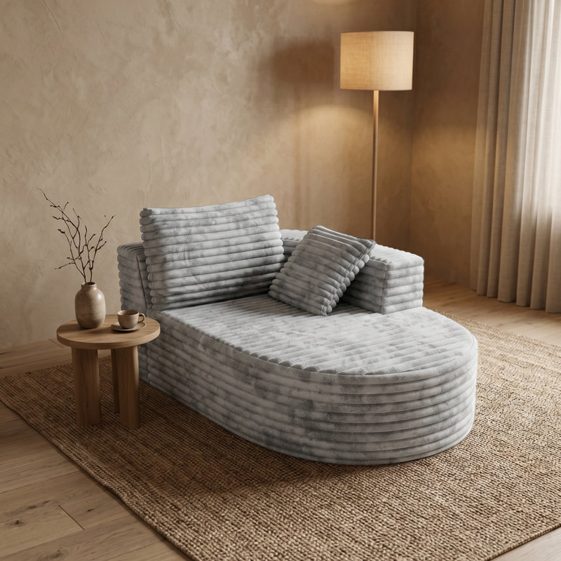 Canapé à compression ouvert de 63 po de largeur avec assise profonde et accoudoir droit, Blanc
