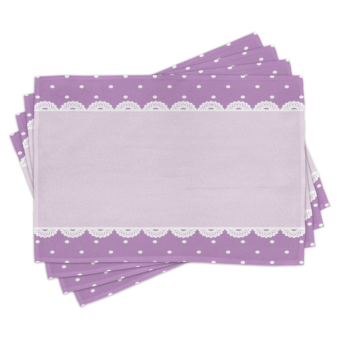 Platzdeckchen 4er Set, Alte Spitze Muster Polka, Lavendel Flieder