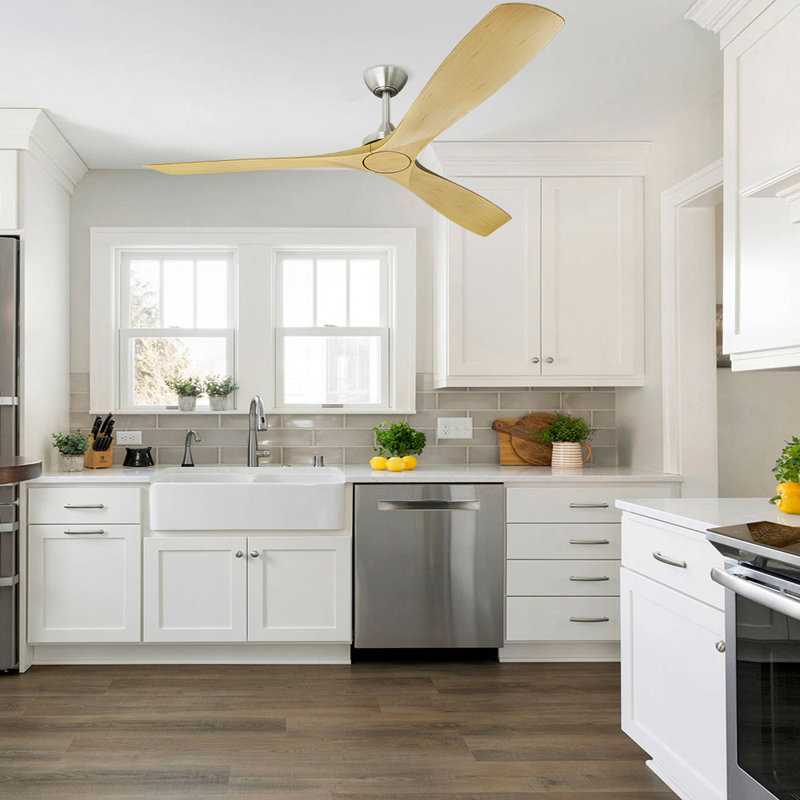60" Ceiling Fan without Light, with Remote Control, Natural, 60" L x 60" W