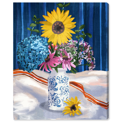 Spring Arrangement Ornate Sunflowers Bouquet Print on Canvas