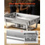 Ensemble de chafing dishes pour buffet, chafing dish de 9 pintes en acier inoxydable, idéal pour les banquets, fêtes et mariages. Présentoir rectangulaire avec 6 demi-plats, porte-combustible et support pliable.