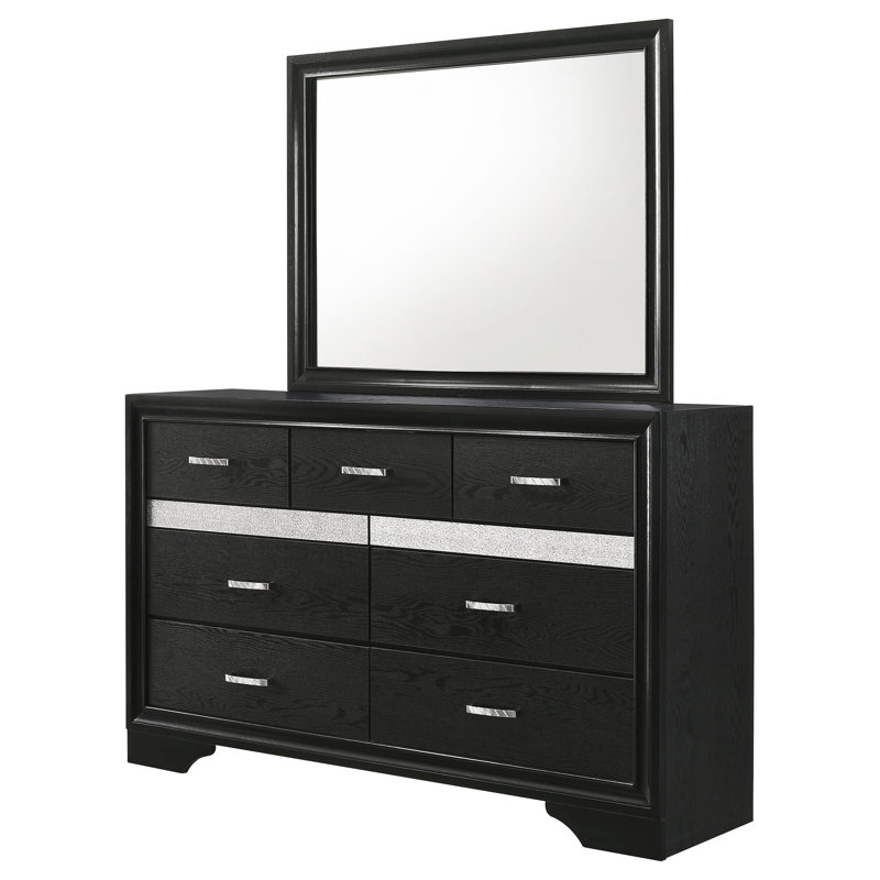 SantaAna 9-drawer Dresser with Mirror, Black
