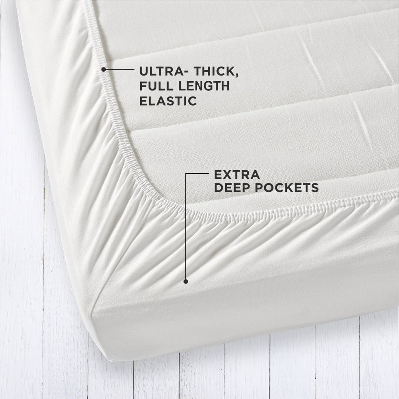 Drap-housse 100% coton 300 fils 300 fils, Blanc, Grand