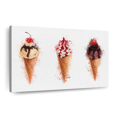 " Ice Cream Cones Splash Canvas Print " by Artsy Sally