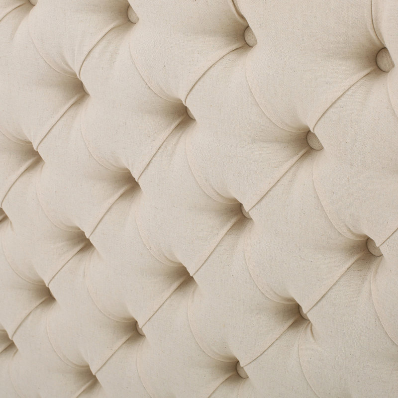 Tufted Upholstered  Headboard With Durable Metal Legs, Beige