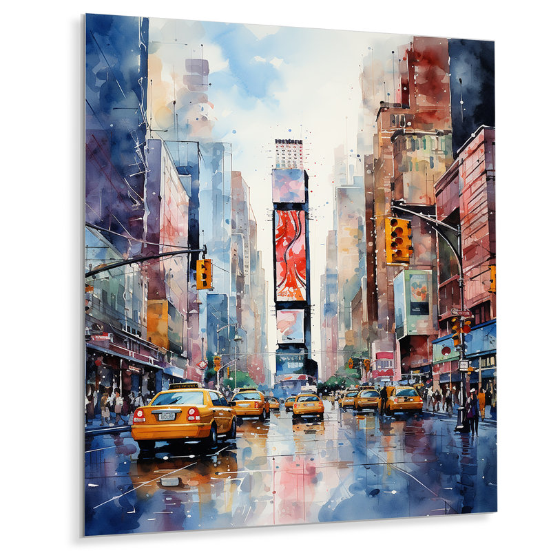 Art mural en métal Times Square New York Cityscape IV - City New York, H 32 po x l 24 po x P 1 po