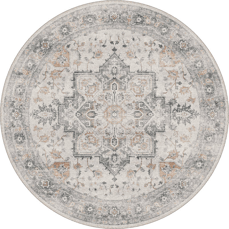 Tapis oriental performance Roehit, Brun taupe clair, Rond 3 pi