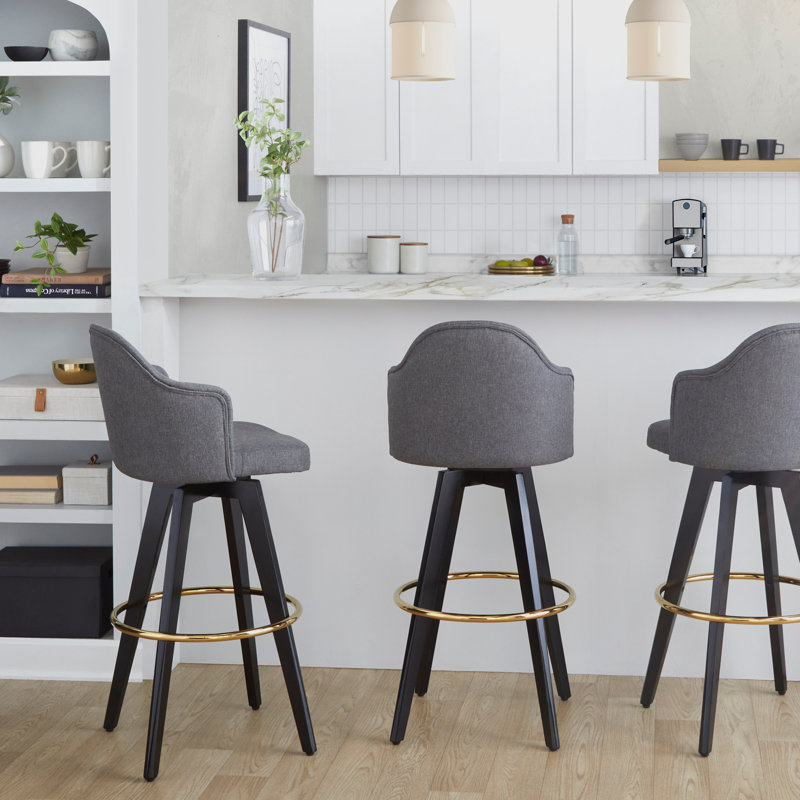 Tabouret de bar à hauteur fixe avec pivot, Gris
