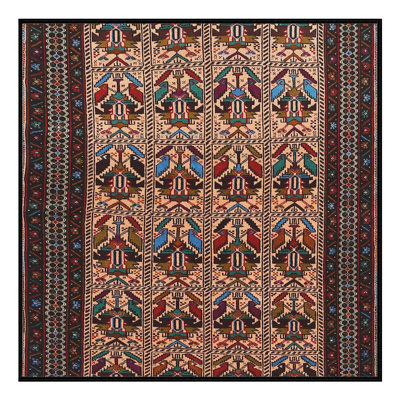 Tapis brun/rouge/bleu traditionnel