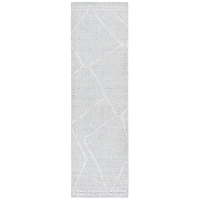 Abstract 461 Hand Tufted Wool/Viscose/Cotton Abstract Rug in Light Gray/Ivory