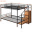 Lit superposé en métal avec tablettes grillagées, rangement personnalisable et garde-robe - lit, avec garde-robe intégrée-180505773-180505772