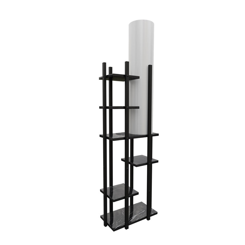 Modern Floor Lamp with Fabric Shade, Black & White, 45 x 9.8 inches | Sturdy Particle Board Body & MDF Profile | 160 inches Tall, On/Off Switch | CE Certified, E27 Socket (Max 40W) | Stylish Lighting for Home & Office Decor
