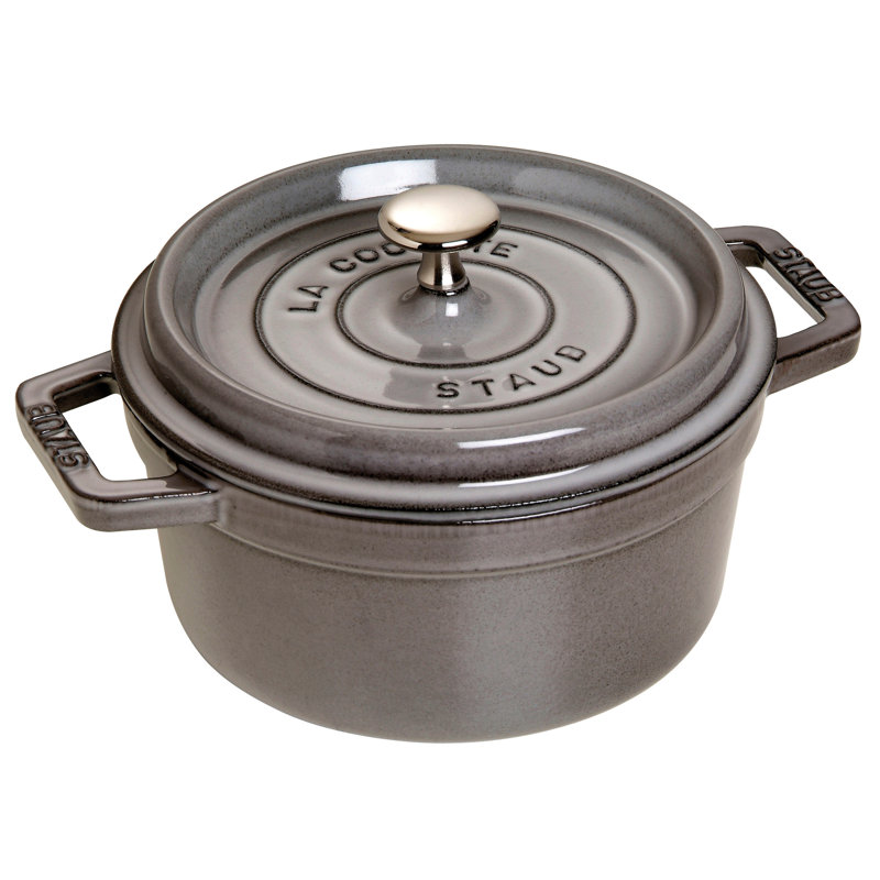STAUB Round Cast Iron Cocotte, Grey, 24cm