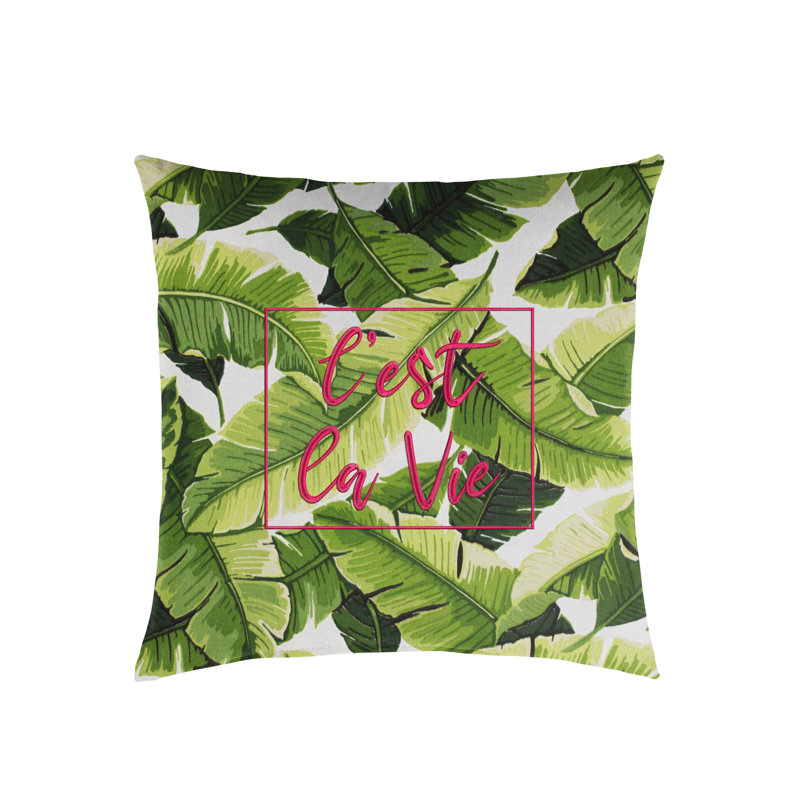 Embroidered Outdoor Throw Pillow