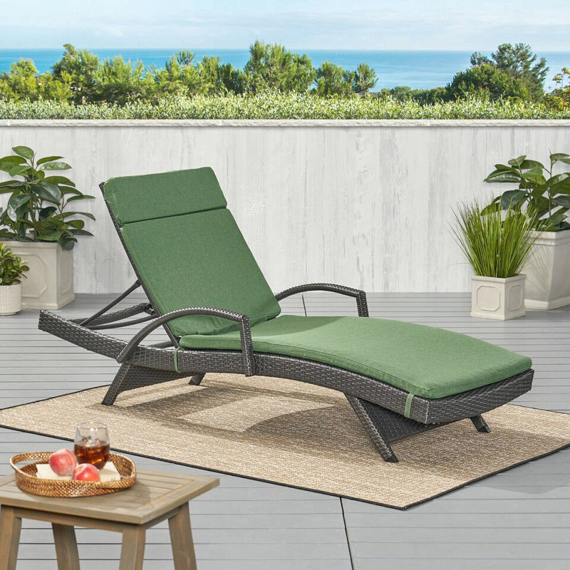 Outdoor 1.5'' Chaise Lounge Seat / Back Cushion, Brown/White, 2