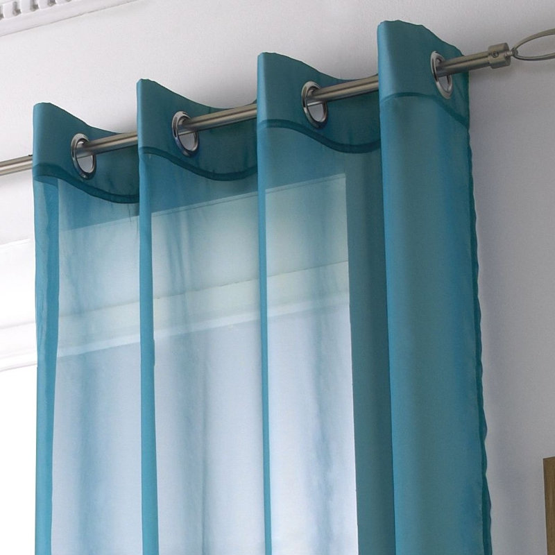 Jamie Eyelet Sheer Voile Curtain Panel, 144cm Width x 274cm Drop, Teal
