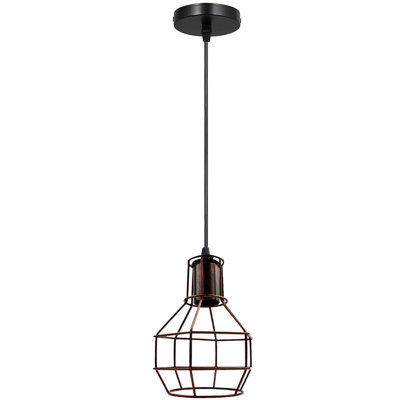 1 - Light Rustic Red Caged Pendant