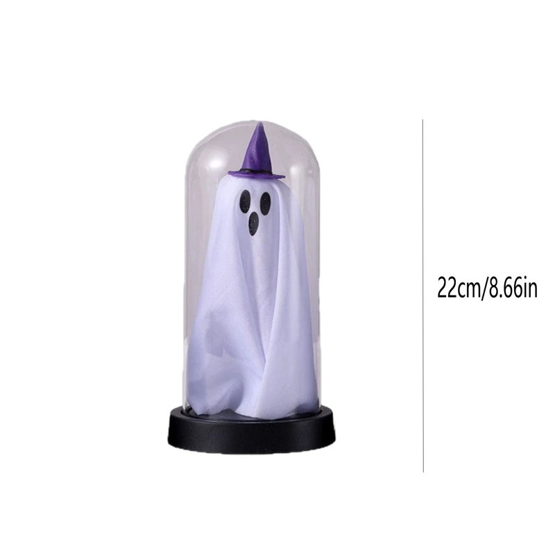 Halloween Ghost Lights In Dome Cute Fabric Ghost Lamp With Witch Hat Battery Operated Color Changing LED Ghost Night Light, B