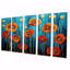 «Red Poppies Magical Night - Art mural coquelicot pour le salon», 5 pièces-856970235