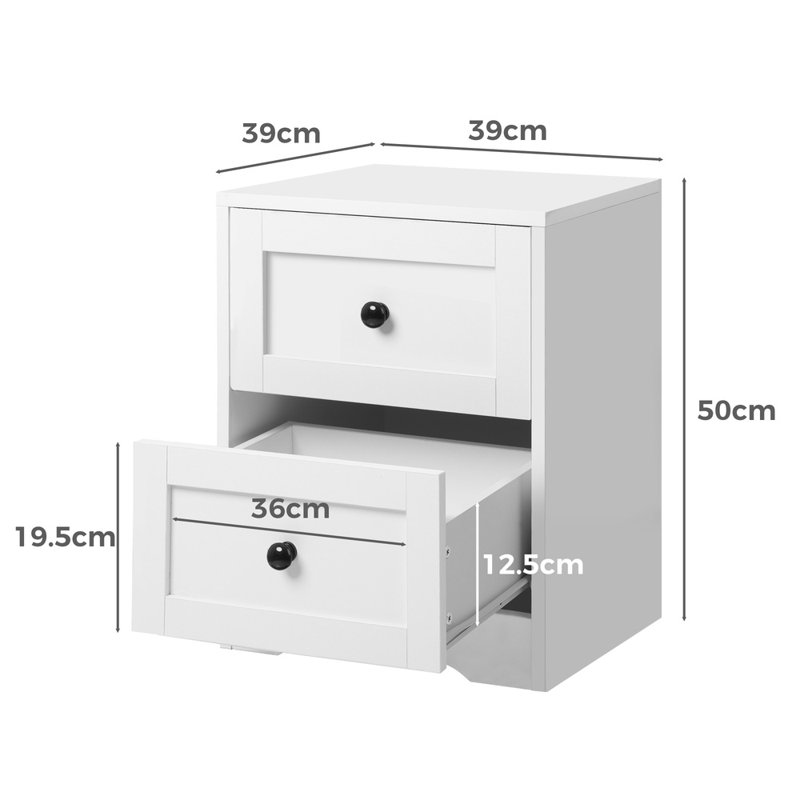 Alejoa 39cm W Manufactured Wood Bedside Table, White
