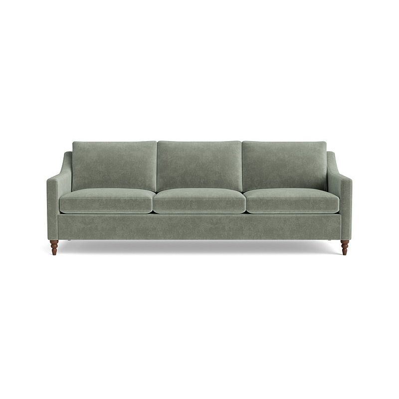 Vera Sofa (95"), Velvet - Sage, Walnut Finish (Turned)