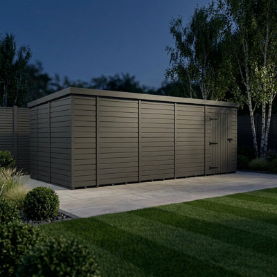 Total Sheds 18ft x 9ft Composite Pent Garden Shed - Single Door - No Windows - EPDM Rubber Roof - UK Manufactured