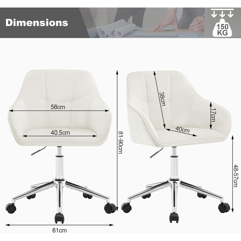 Failand Velvet Task Chair, Cream