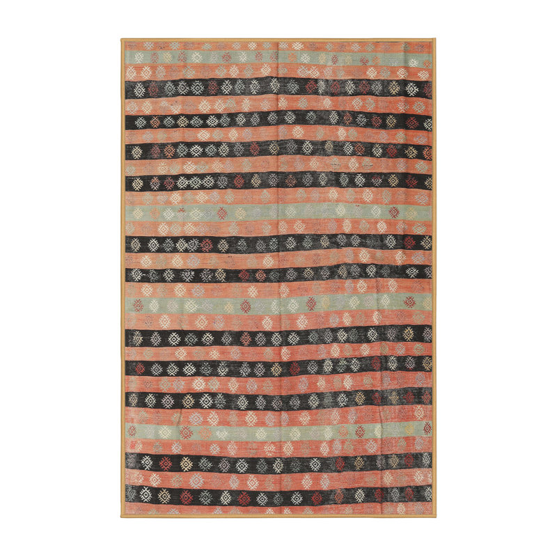 Tapis rose/noir contemporain, Rectangle 7 pi x 10 pi