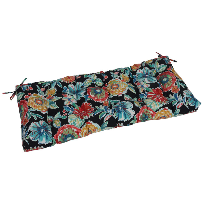 Coussin de causeuse d'extérieur touffeté, L 46 po x P 19 po, Noir / Colsen noir floral
