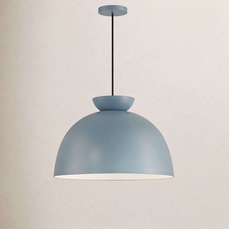 Avey 1 - Light Dome Pendant, 13.25" H x 20" W x 20" D, Blue/Black