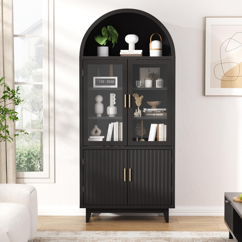 Grande armoire de rangement arquée 70,8 po, Doré, Noir