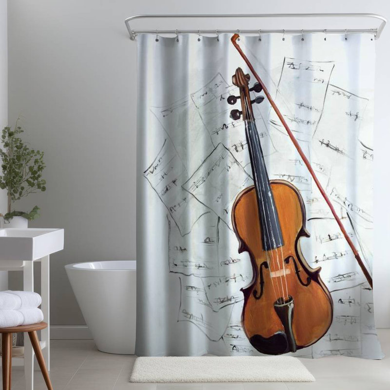 Shower Curtain MU44 – Polyester Shower Curtain, Dye Sublimation Print, 71" W × 74" L