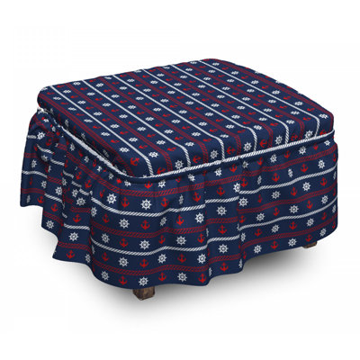 Ensemble de housse pour repose-pieds à coussins carrés 2 pièces nautique