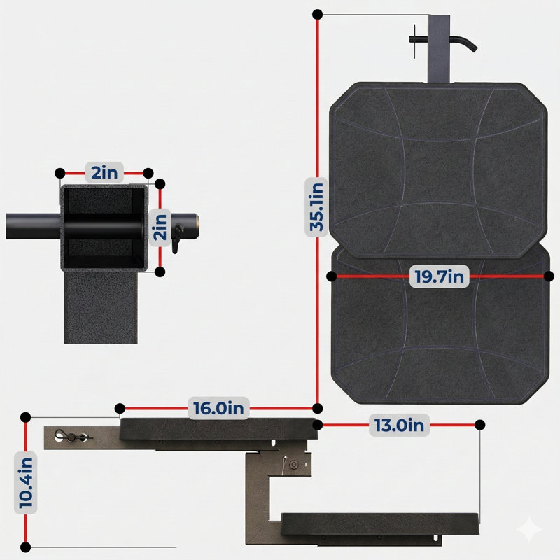 Two-Stage Foldable Pet Step Hitch Step, Compatible with 2-Inch Hitch Receiver, Assists Dogs Entering and Exiting Vehicles (Vans, SUVs), Dimensions: 20 x 16 Inches