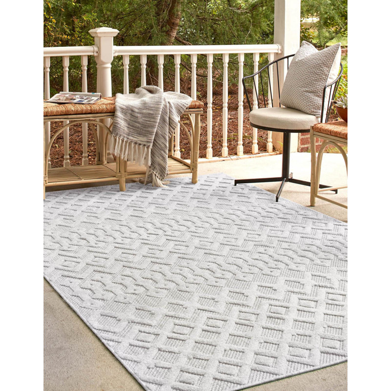 Tapis intérieur / extérieur gris Grindle, Rectangle 6 pi x 9 pi