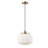 1-Light Matte Brass Pendant Lighting with Frosted Ribbed Glass Shade