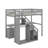 Twin Size Loft Bed With Two Chest Of Drawers, Desk And Light Strip-244146433-244146432
