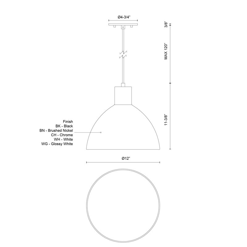 Chroma Pendant Light, Brushed Nickel, 130.75" H x 11.75" W x 11.75" D