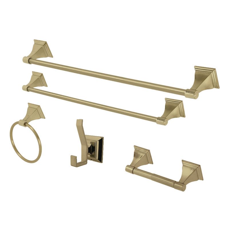 Kingston Brass Monarch 5-Piece Bathroom Hardware Set, Brushed Brass