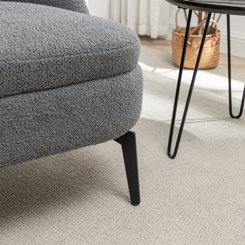 Fauteuil demi-tonneau rembourré Bula, Polyester gris