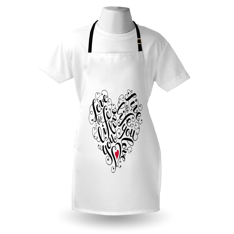 Tablier East Urban Home Love unisexe, en forme de cœur, taille adulte, blanc corail foncé