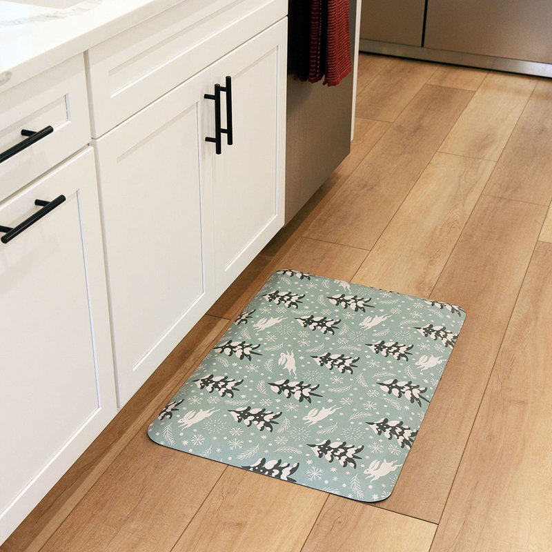 Tapis anti-fatigue Happy Feet Holiday Snow Bunnies 22 "x32", Rectangle 1 pi 10 po x 2 pi 8 po