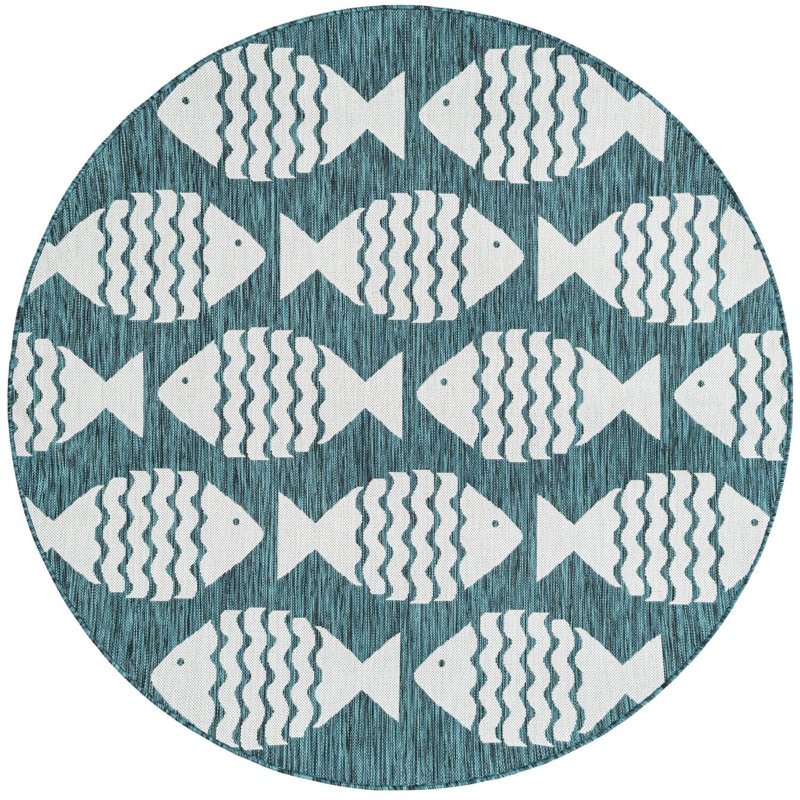 Tapis contemporain de couleur turquoise Daitzman, Rectangle 9 pi x 12 pi