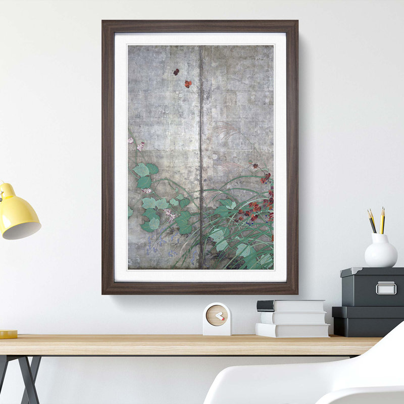 Wild Flowers by Sakai Hoitsu - Framed Print, Walnut, 50cm H x 35cm W x 2cm D