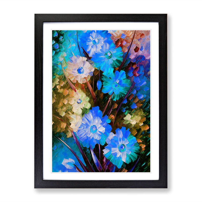 Bunch of Flowers No.1 - Wall Art, Black Framed, 66cm H x 48cm W x 2cm D, White