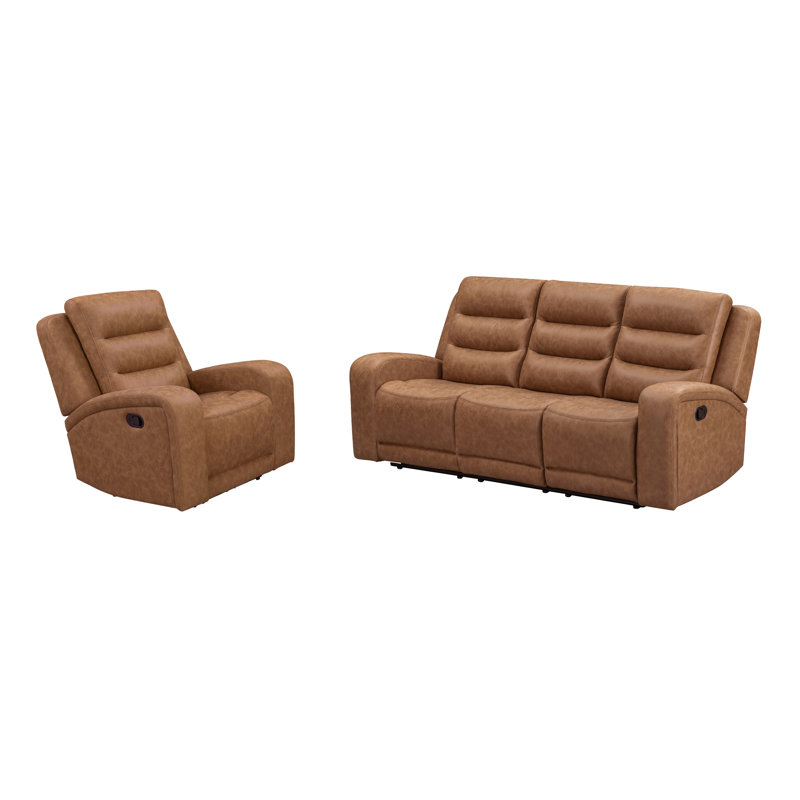 Manual Triple Recline Sofa, 2 Pcs: Loveseat, Sofa