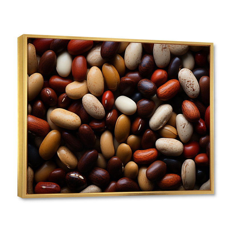 «Brown White Nuts Still Life», reproduction sur toile, 16" H x 32" W, Cadre flottant doré