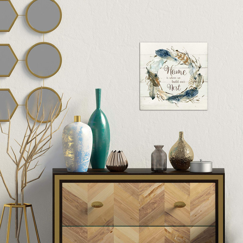 Feather Home Nest - Wrapped Canvas Print, 66.04 cm H x 66.04 cm W x 3.175 cm D