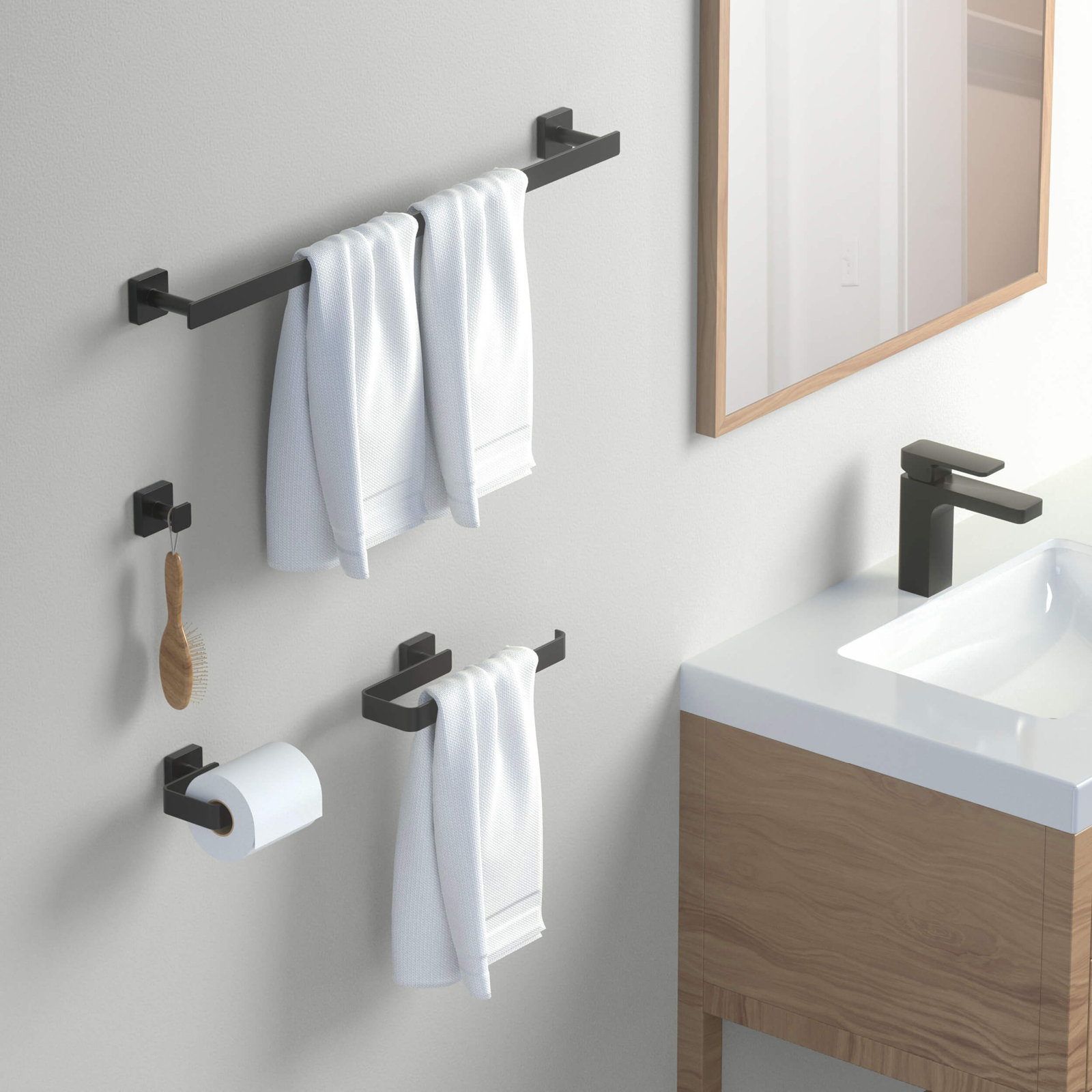 Blaze 4-Piece Bathroom Hardware Set, Matte Black