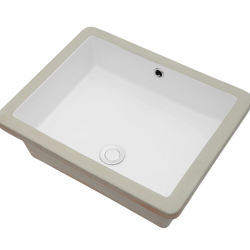 Lavabo en céramique à surface lisse - Édition de salle de bain rectangulaire encastrée